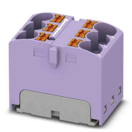 3273806 Phoenix Contact Distribution Block, 6 Way, 0.2 → 6mm², 32A, 630 V, Violet