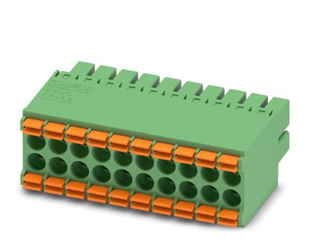 1790182 Phoenix Contact, 3.5mm Pitch, DFMC 1.5/10-ST-3.5, 20 Way, Pluggable Terminal Block, Plug, Cable Mount, Spring Cage
