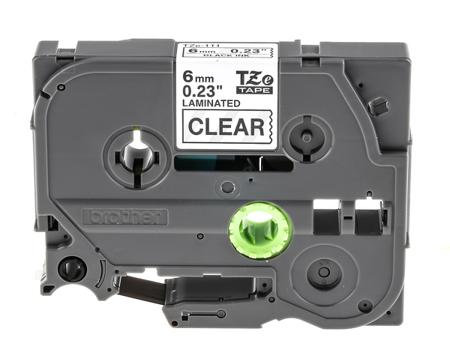 TZe-111 BROTHER , 6 mm Black on Transparent Label Printer Tape