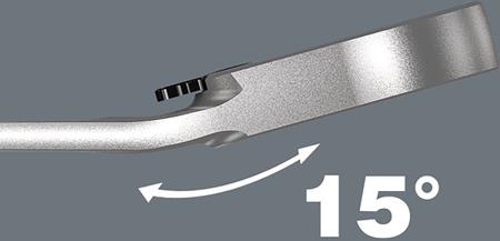 05020070001 Wera 15 mm Open End, Ring Combination Ratchet Spanner Switch Lever, 199 mm Length, JOKER