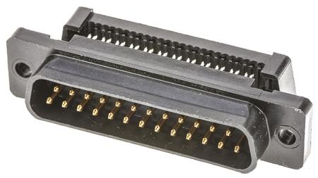 1658615-2 TE Connectivity AMPLIMITE HDF-20 Series 2.77mm Pitch 25 Way IDC D-Sub Ribbon Cable Connector, Plug, Thermoplastic Shell