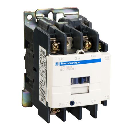 LC1D506FW TeSys D LC1D Contactor, 110 V Coil, 3 Pole, 50 A, 1 NO + 1 NC