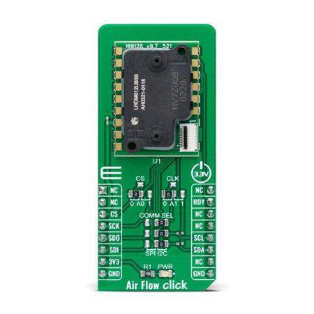 MIKROE-4677 MikroElektronika Air Flow Click Differential Pressure Sensor Add On Board for LHDULTRAM012UB3 mikroBUS Socket
