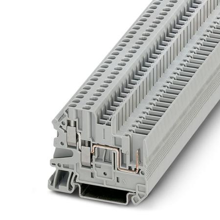 3060490 Phoenix Contact UT Series UT 2,5-TWIN/1P Feed Through Terminal Block, 3-Way, 24A, 26-12-2020 AWG Wire, Screw Termination