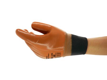 23191100 Ansell ActivArmr Winter Monkey Grip 23-191 Orange Cotton Cold Resistant Work Gloves, Size 10, PVC Coating