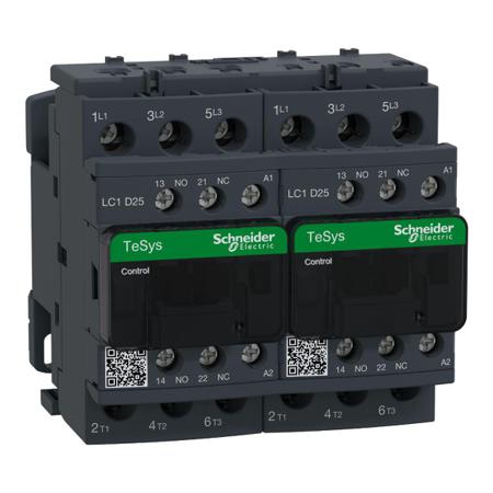 LC2D25X7 TeSys D LC2D Reversing Contactor, 3 Pole, 25 A, 1 NO + 1 NC
