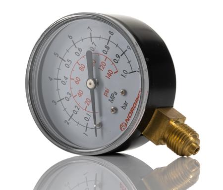 18-015-854 Norgren G 1/4 Bottom Entry Analogue Positive Pressure Gauge 10bar, , 0bar min.