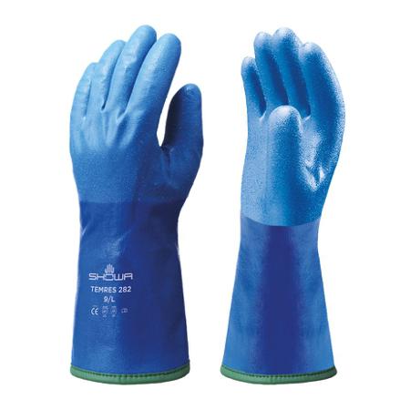 SHO2822 Showa 282 Temres Blue Acrylic, Nylon (Liner) Cold Resistant, Waterproof Work Gloves, Size Medium, Polyurethane Coating