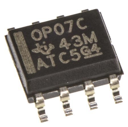 OP07CD  Texas Instruments, Operational Amplifier, 600 kHz, 8-Pin 22 V SOIC