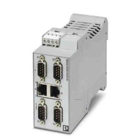1105710 Phoenix Contact Serial Device Server, 2 Ethernet Port, 4 Serial Port, RS232, RS422, RS485 Interface