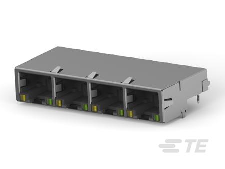 1888251-2 TE Connectivity OEG Series Female RJ45 Connector, Board Mount, CAT 5 Right Angle 4 Port 8 -Way