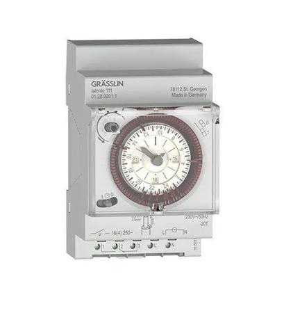 01-28-0001-1 1 Channel Analogue DIN Rail Switch Measures Hours, Minutes, Seconds, 220 → 240 V