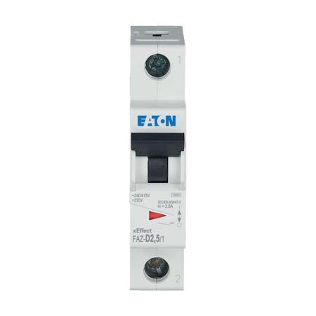 278573-FAZ-D2-5-1 Eaton xEffect FAZ MCB, 1P, 2.5A Curve D, 230V AC, 48V DC, 10 kA Breaking Capacity