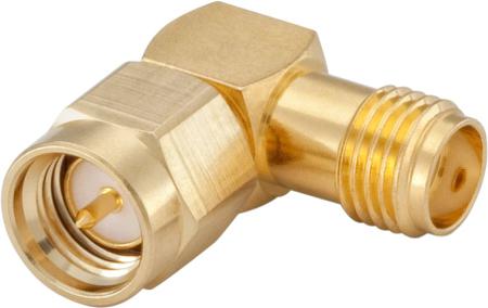 32S221-K00L5 Rosenberger Right Angle 50Ω Adapter SMA Jack to SMA Plug 18GHz
