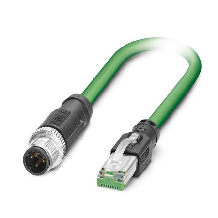 1407499 Phoenix Contact14, 1m Cat5, Green M12 to Male RJ45 Male, Shielded Shielded, Terminated PVC Sheath