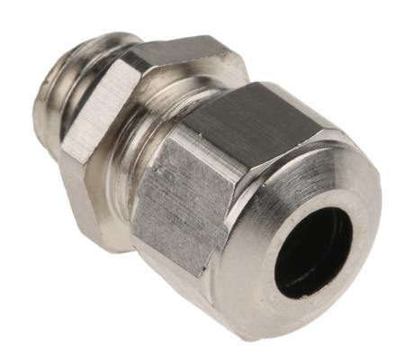 A1000.08.050 SES Sterling A1 Series Metallic Nickel Plated Brass Cable Gland, M8 Thread, 3.5mm min., 5mm max., IP68, IP69K