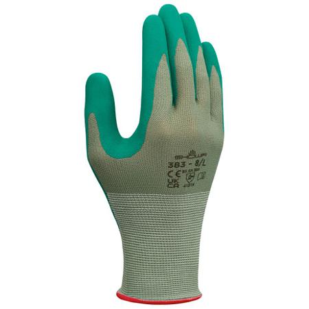 SHO3831 Showa 383 Green Polyester Grip and Abrasion Resistance, Oil Resistant, Wet Resistance Work Gloves, Size Small, Nitrile