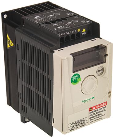 ATV12H075M3 Schneider Electric Inverter Drive, 0.75 kW, 3 Phase, 230 V ac, 5.3 A, ATV 12 Series