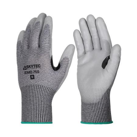 EMG00755FN Skytec EMG755 Black, Grey 13 Gauge HPPE, Nylon, Steel Fibre Cut Resistant, Dry Environment, Good Dexterity Work Gloves,