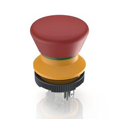 1.15.105.032/0000 RAFI LUMOTAST 22 Series Latching Emergency Stop Push Button, PCB, 22.3mm Cutout, 1 NO + 1 NC, IP65