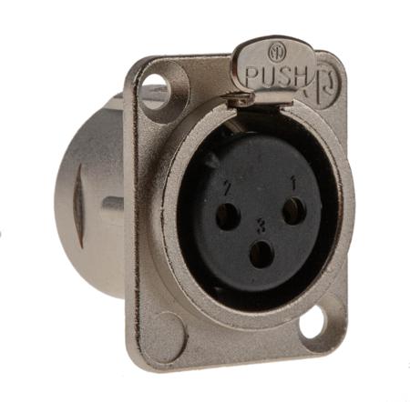 NC3FD-L-1 Neutrik Panel Mount XLR Connector, Female, 50 V, 3 Way, Silver over Nickel Plating