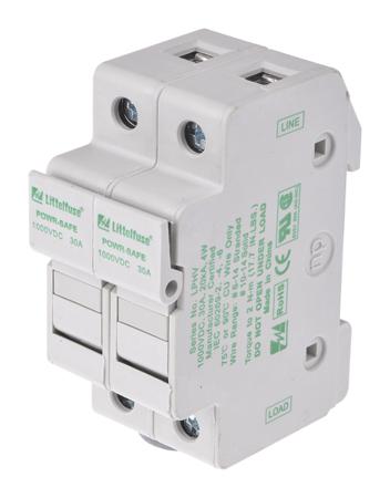 LPHV0002Z Littelfuse 30A Rail Mount Fuse Holder for 10 x 38 mm Fuse, 1000V dc