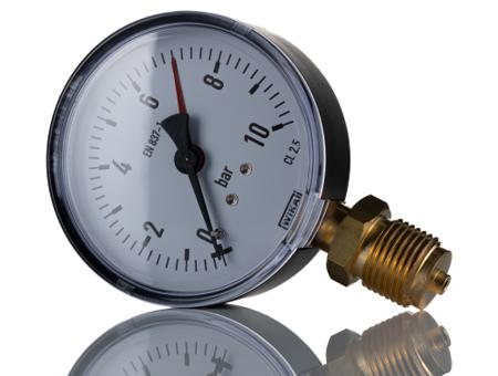 9040528 WIKA G 1/2 Bottom Entry Analogue Positive Pressure Gauge 2.5bar, , 0bar min.