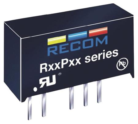 R05P05D Recom 1W Isolated DC-DC Converter Through Hole, Vin 4.5 → 5.5 V dc, Vout ±5V dc, I/O isolation 6.4kV dc