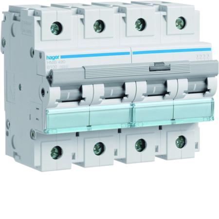 HMB490 Hager HMB MCB, 4P, 100A, 400V AC, 15 Breaking Capacity