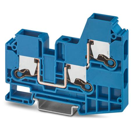 1329605 Phoenix Contact  XTV 10-TWIN BU Series Blue, 10mm², Single-Level, Push In Termination
