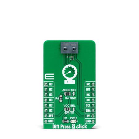 MIKROE-4894 MikroElektronika Diff Press 2 Click Differential Pressure Sensor Add On Board for SDP31-500PA mikroBUS Socket