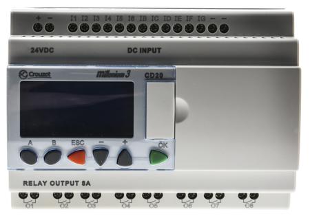 88974051 Crouzet Millenium 3 Series Logic Module, 24 V dc Supply, Relay Output, 12-Input, Analogue, Digital Input