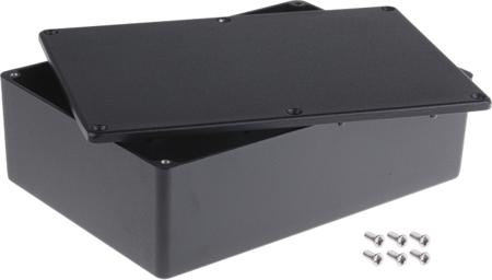 517-3973 RS PRO Black Die Cast Aluminium Enclosure, Black Lid, 171.9 x 120.9 x 55mm