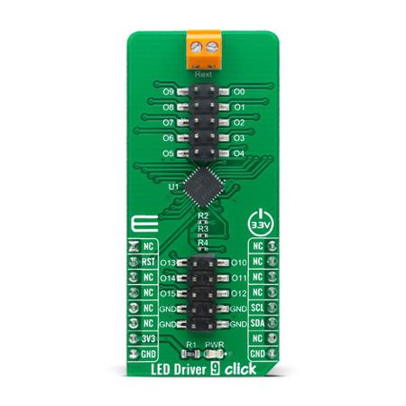 MIKROE-4595 MikroElektronika , LED Driver 9 Click LED Driver Add On Board for TLC59116 for mikroBUS socket