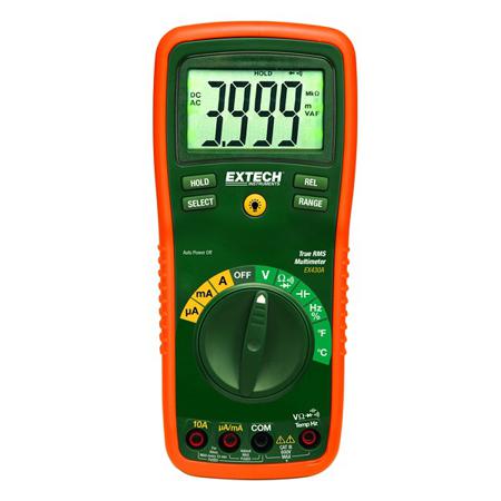 EX430A Extech  Backlit LCD Multimeter, 10A ac Max, 10A dc Max, 600V ac Max