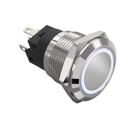 82-5151.1154 EAO 82 Series Illuminated Push Button Switch, Momentary, Panel Mount, 19mm Cutout, SPDT, White LED, 240V, IP65, IP67