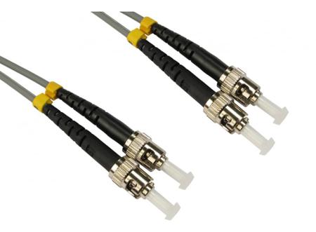 284-6863 RS PRO ST to ST Duplex Multi Mode OM1 Fibre Optic Cable, 3mm, Grey, 5m