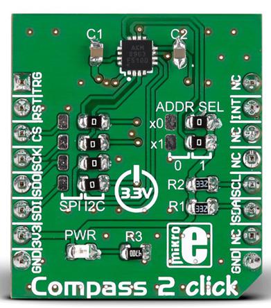MIKROE-2264 MikroElektronika Compass 2 Click Hall Effect Sensor MikroBus Click Board for AK8963