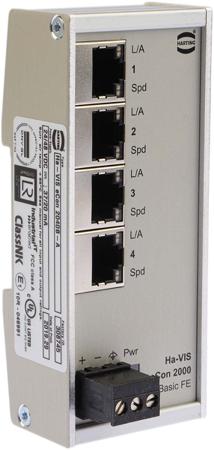 24020040010 HARTING DIN Rail Mount Industrial Ethernet Switch, 4 RJ45 Ports, 10/100Mbit/s Transmission, 28/48V dc