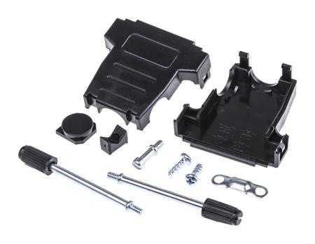 MHDSSK-P-15-L-K MH Connectors MHDSSK-T/P Series ABS Angled, Straight D Sub Backshell, 15 Way, Strain Relief