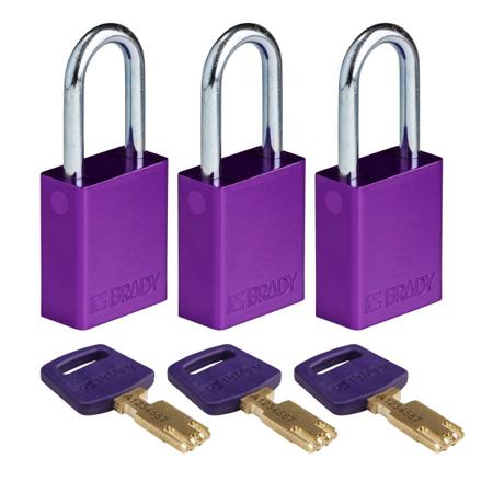 150348 Brady LOTO-99 Padlock Anodised Aluminium, Steel Safety Padlock, Keyed Alike, 6.35mm Shackle, 38.00mm Body