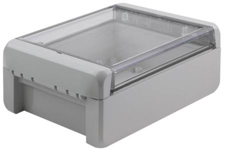 96023225 B 141306 PC-V0-G-7035 Bopla Bocube Series Light Grey Polycarbonate V0 Enclosure, IP66, IP68, IK07, Transparent Lid, 151 x 125 x 60mm