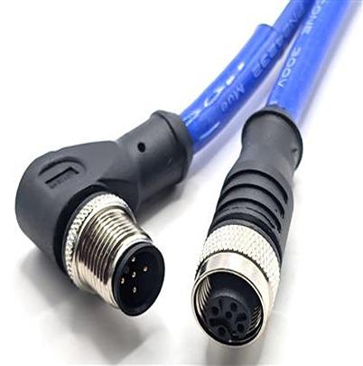 C5BC82M005 Mueller Electric Right Angle Male 5 way M12 to Straight Female 5 way M12 Actuator/Sensor Cable, 5m