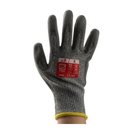 246-3369 Grey Glass Fibre, HPPE Heat Resistant Work Gloves, Size S, Polyurethane Coating