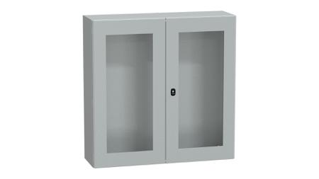 NSYS3D101030DT Schneider Electric Spacial Series Grey Steel Enclosure, IP55, IK10, Grey Lid, 1000 x 1000 x 300mm