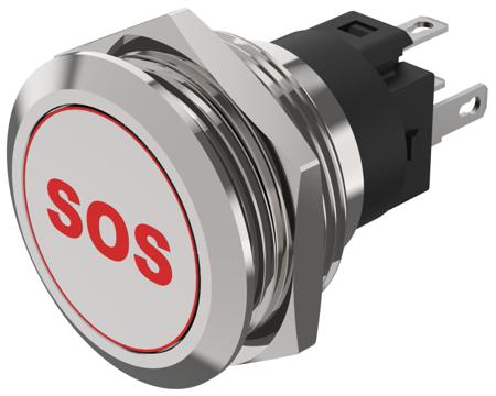 82-6151.1A14.B015 EAO 82 Series Illuminated Push Button Switch, Momentary, Panel Mount, 22.3mm Cutout, SPDT, Red LED, 240V, IP65, IP67