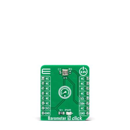 MIKROE-4924 MikroElektronika Barometer 5 Click Barometric Pressure Sensor Add On Board for MS5637-02BA03 mikroBUS Socket