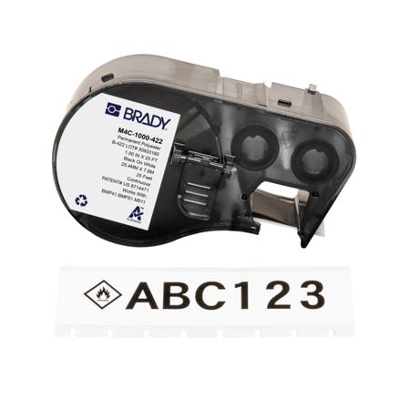 M4C-1000-422 Brady B-422 on Black on White Label, 25.40 mm Width
