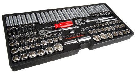 480-6789 RS Pro, 140 Pieces Socket & Bit Set 1/2 in, 1/4 in, 3/8 in Square Drive