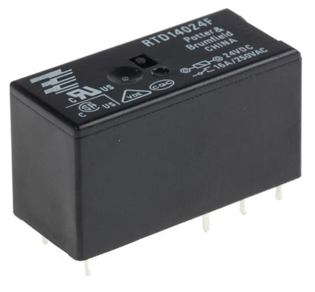RTD14024F TE Connectivity SPDT Non-Latching Relay PCB Mount, 24V Coil, 16 A